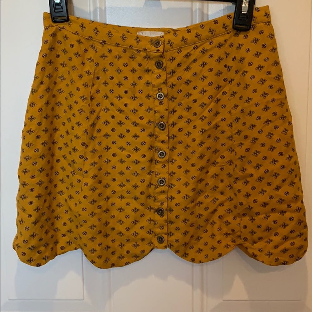 UO Scalloped Spring Yellow Skirt